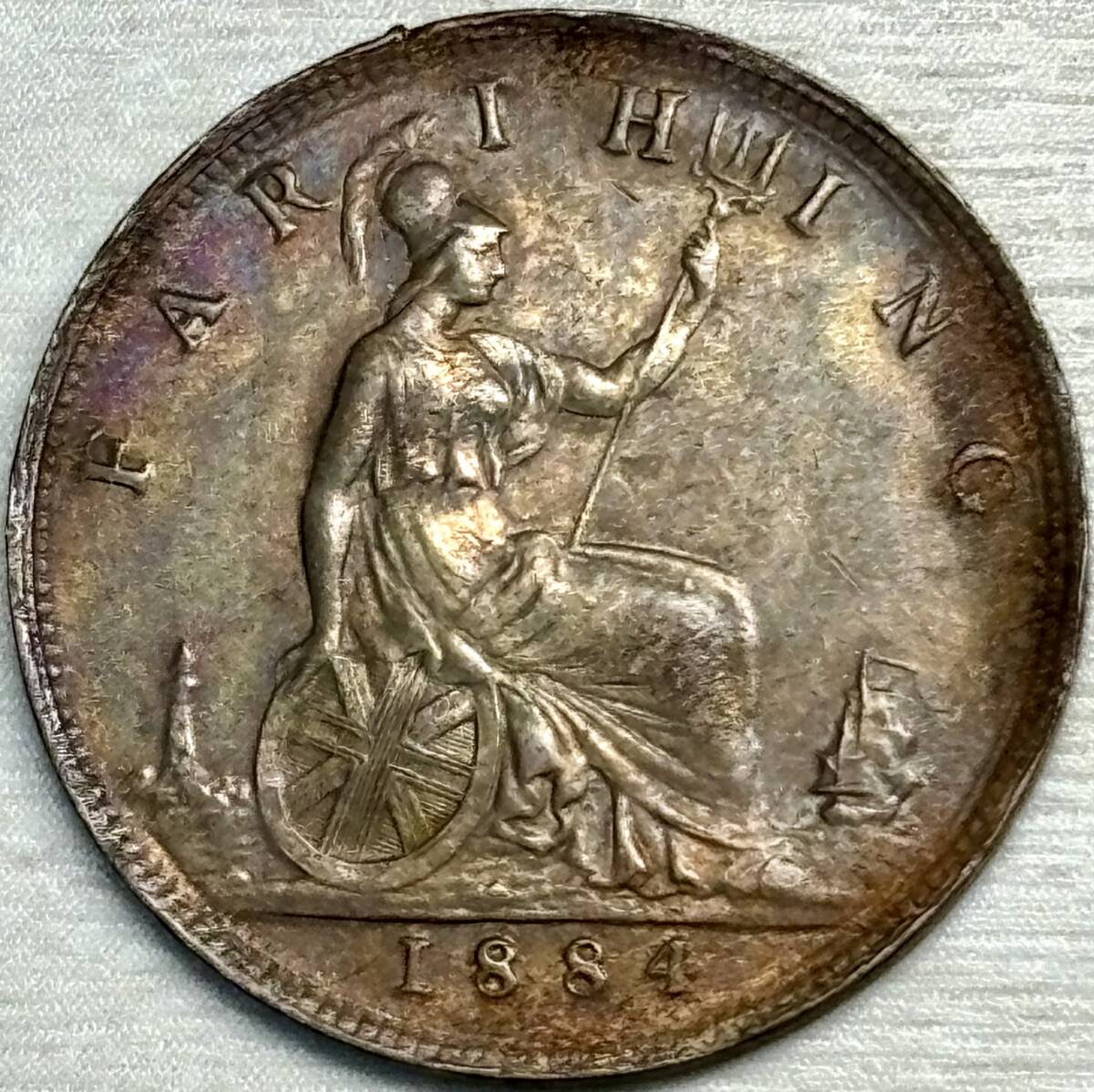【イギリス銅貨】(1884年銘 2.8g 直径20mm)_画像2