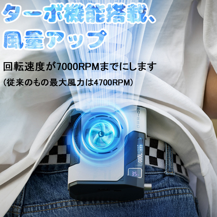 1円 扇風機 小型 腰掛け ハンディ扇風機 卓上扇風機 5000mAh 首掛け 24時間 5段階風量調節USB充電式 携帯式 日本語説明の画像2