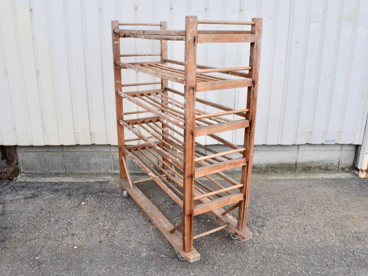  antique wood beige The Cars rack bread beige ka Lee storage early american in dust real Vintage Cart 