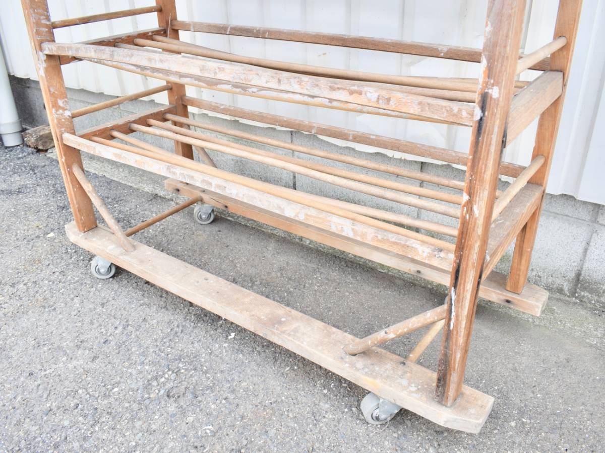  antique wood beige The Cars rack bread beige ka Lee storage early american in dust real Vintage Cart 