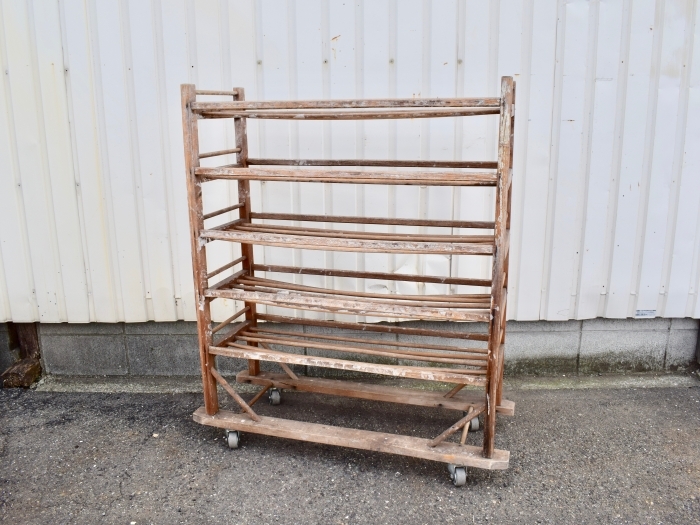  antique wood beige The Cars rack bread beige ka Lee storage early american in dust real Vintage Cart 