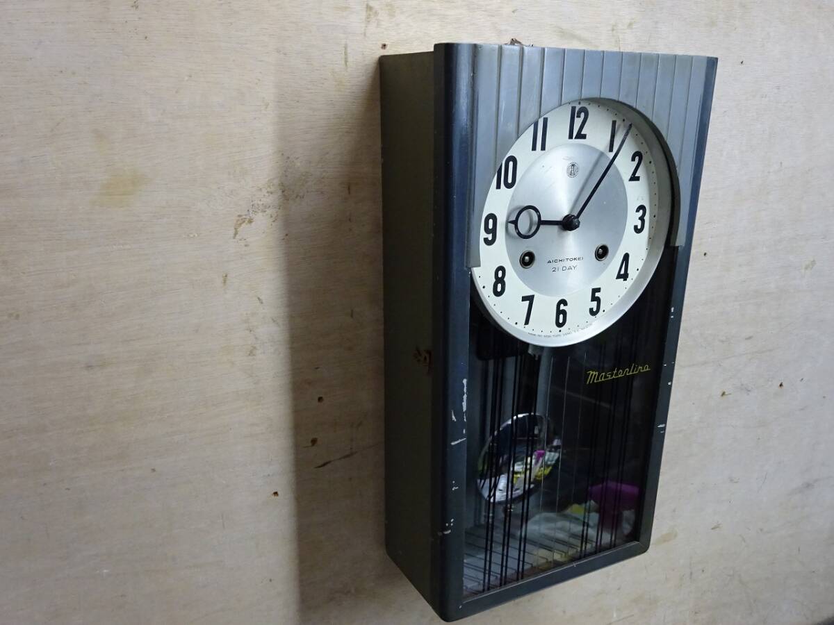 （Nz052615）アイチ時計　 柱時計 壁掛け時計 レトロ ２１DAY_画像3