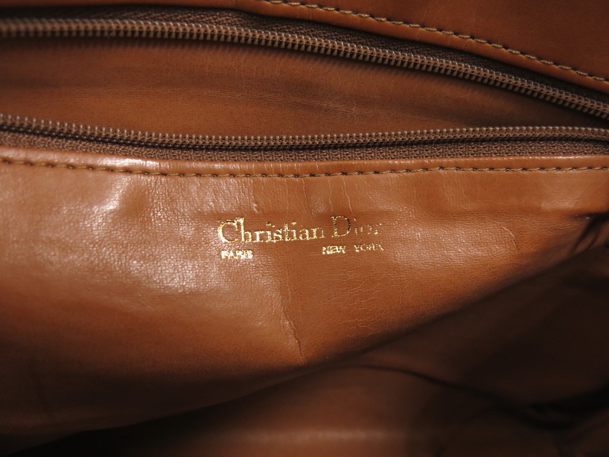 ◆美品◆Christian Dior クリスチャン・ディオール◆ロゴ金具◆カーフ レザー 本革◆クラッチ セカンド バッグ◆キャメル G金具◆A4972の画像10