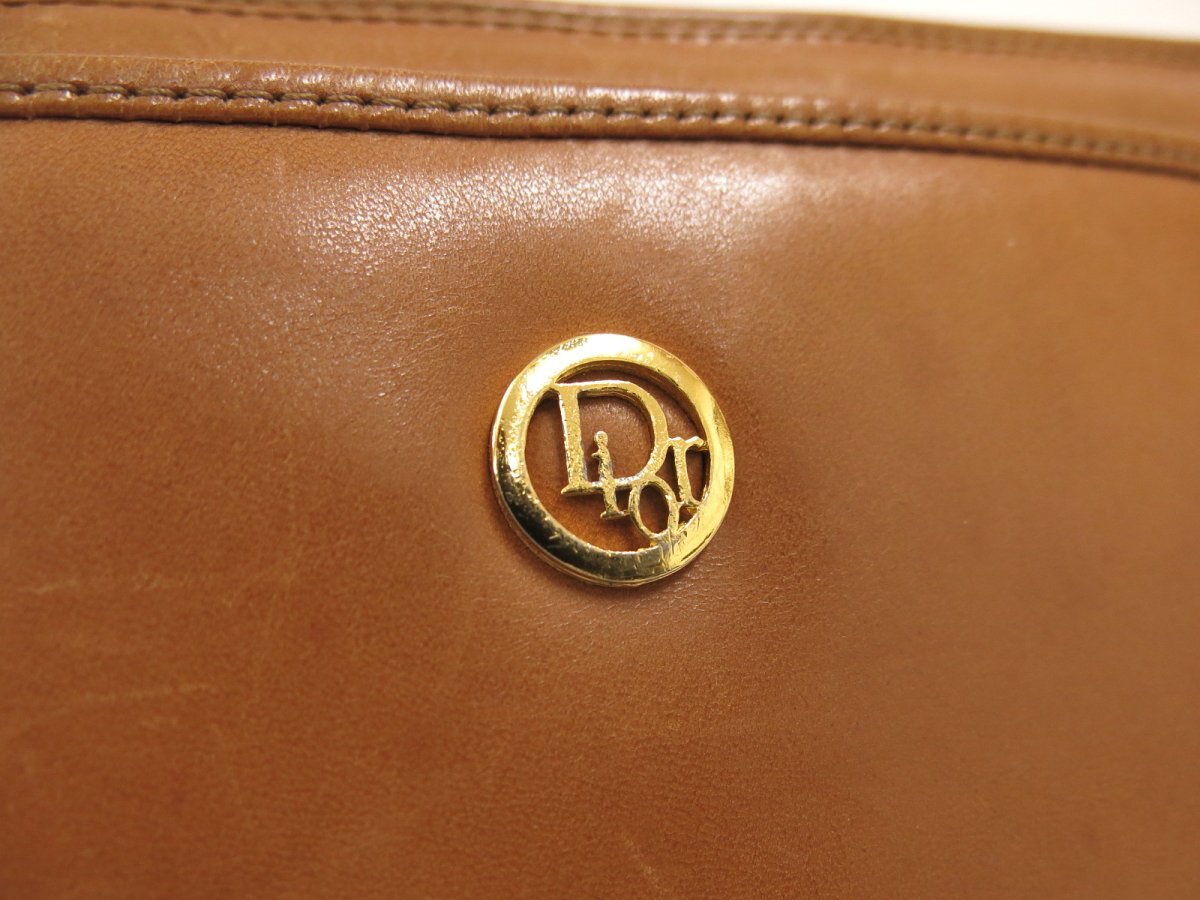 ◆美品◆Christian Dior クリスチャン・ディオール◆ロゴ金具◆カーフ レザー 本革◆クラッチ セカンド バッグ◆キャメル G金具◆A4972の画像8