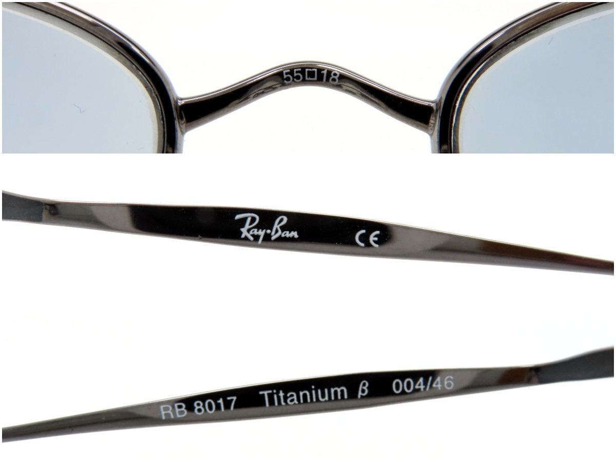 ◆超美品◆RayBan レイバン◆Titanium RB8017◆サングラス◆ブラック◆メタルフレーム◆ブルーレンズ◆ケース付き◆A5002の画像8