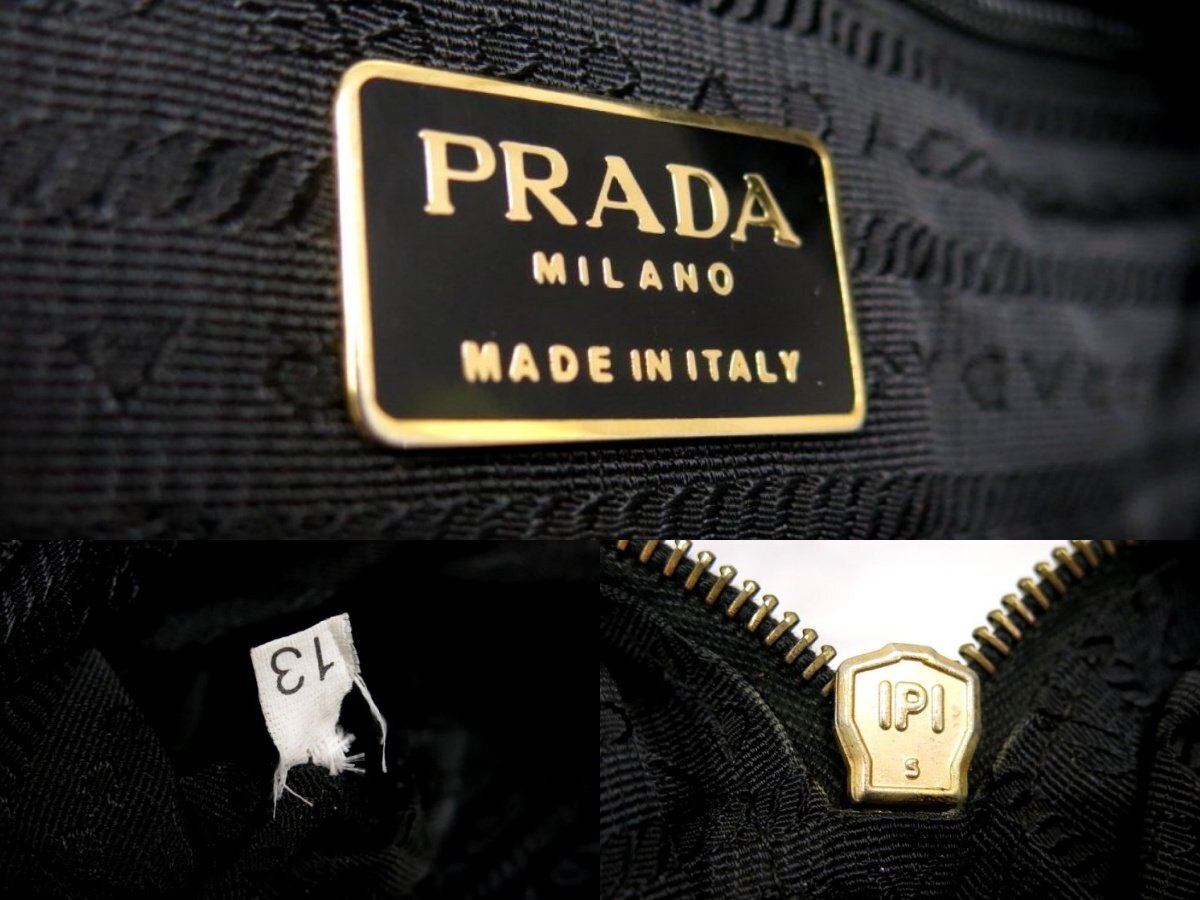 ●超美品●PRADA プラダ●キルティング ポコノ ナイロン●チェーン ショルダー バッグ●黒●G金具●イタリア製●ヴィンテージ●B5●Js46225_画像9