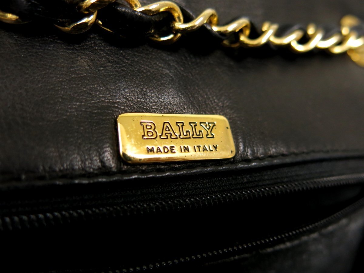 ●超美品●BALLY バリー●キルティング ラム レザー 本革●チェーン ショルダー バッグ●黒●G金具●斜め掛け●ヴィンテージ●Js46398の画像8