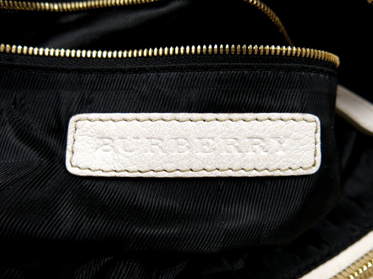 ●超美品●BURBERRY バーバリー●ターンロック●カーフ レザー 本革●ハンド バッグ●オフホワイト●G金具●腕掛け●A4 かばん●Js46276の画像8