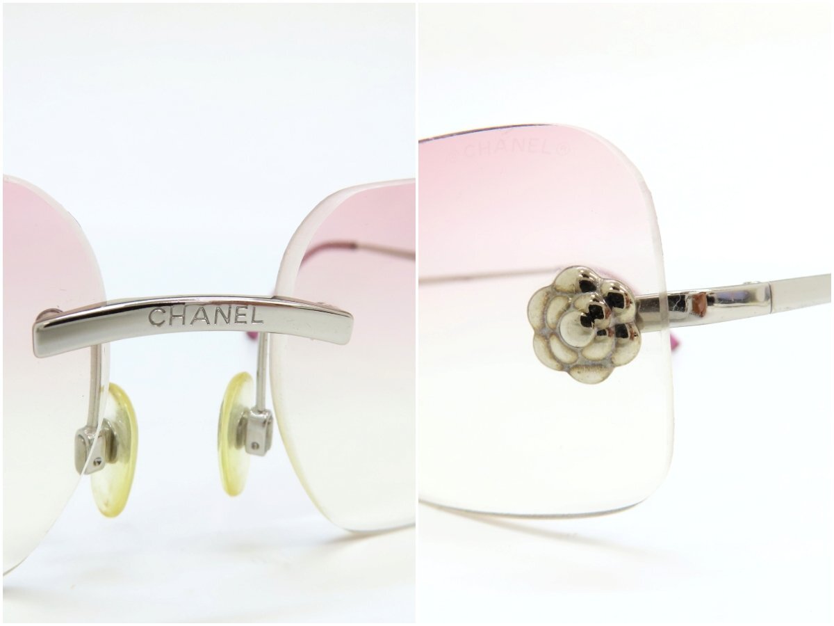* beautiful goods *CHANEL Chanel *4085* turtle rear here Mark * sunglasses * pink silver metal fittings * Vintage * gradation lens *A5073