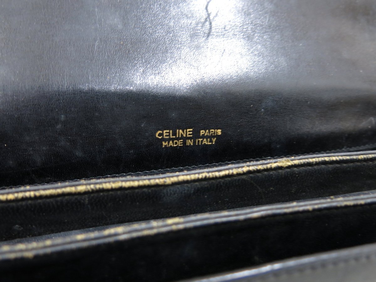 ◆美品◆CELINE セリーヌ◆Cマカダム◆馬車金具◆キャンバス カーフ レザー 本革◆ショルダー バッグ◆ブラック G金具◆肩掛け◆A5114_画像10