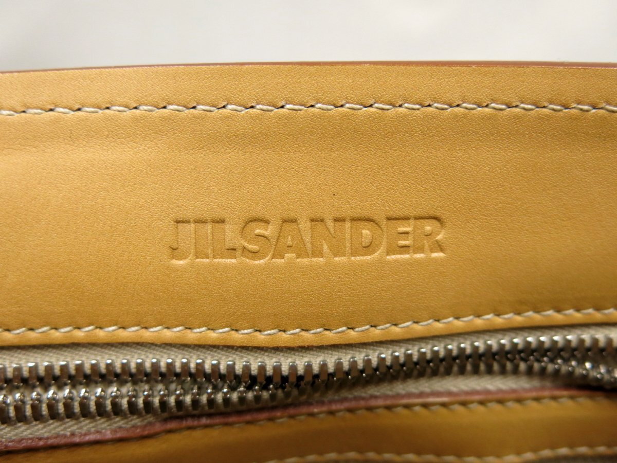 ●超美品●JIL SANDER ジル・サンダー●ロゴ型押し●カーフ レザー 本革●フラップ ハンド バッグ●キャメル 茶系●SV金具●収納●Js46281_画像8