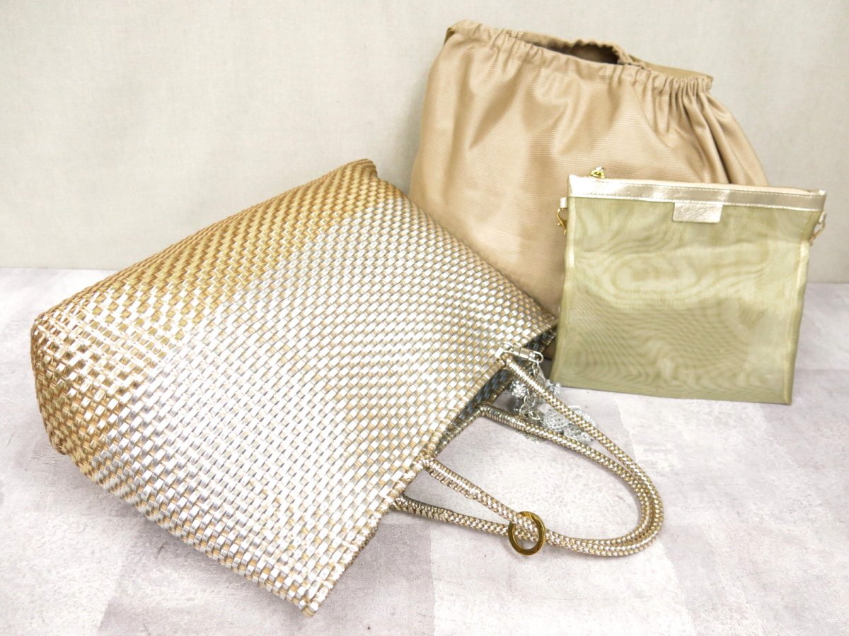  super-beauty goods * Anteprima * in torechio* wire * tote bag * champagne gold silver * arm ..*A4 storage * attache case *Js46872