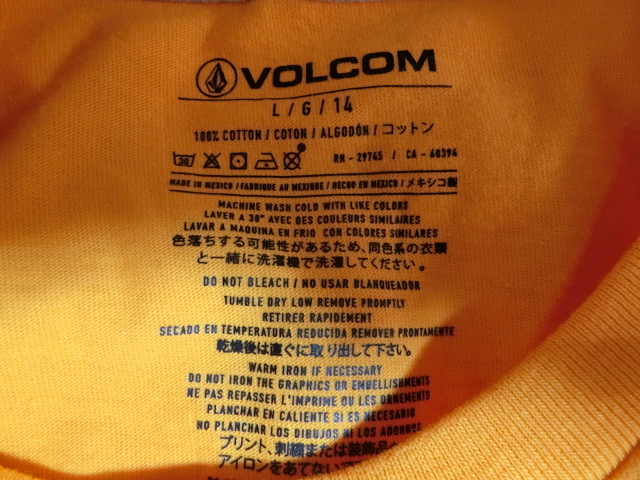 激レア USA購入 【VOLCOM】ボルコム 【GIVEBACK SERIES】【HAWAII VOLCOM STONE 】ロゴプリントTシャツUS Lサイズ イエロー_画像8