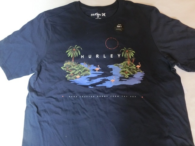 USA購入 激レア ハーレー【Hurley】ソフト素材 フラミンゴ 南國風(fēng)デザイン プリントTシャツUS Mサイズ ネイビー