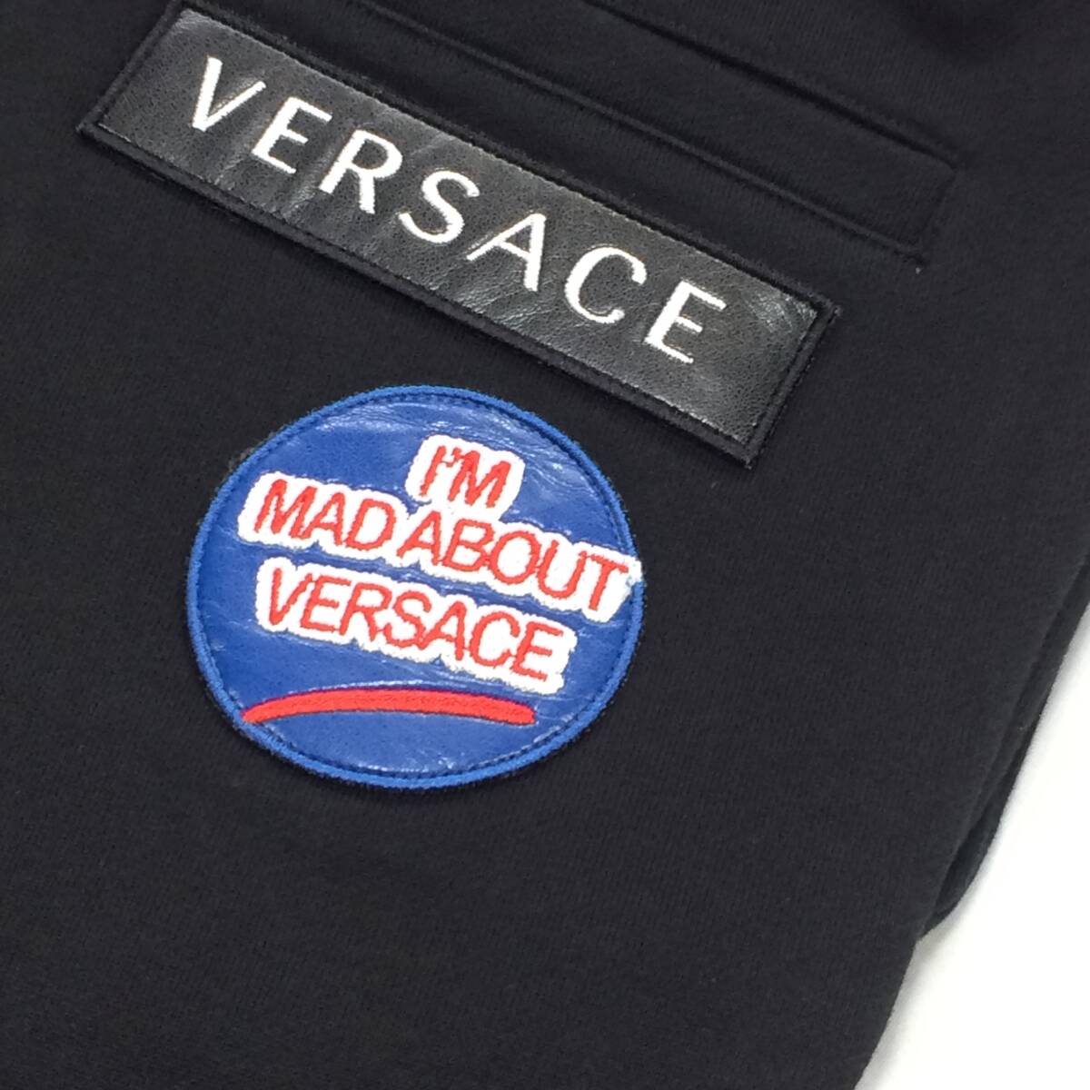 ジャパンタグ VERSACE/ヴェルサーチ ヴェルサーチェ イタリア製 LIMITED EDITION ワッペン付き ジャージーコットン スウェットパンツ M/黒_画像8