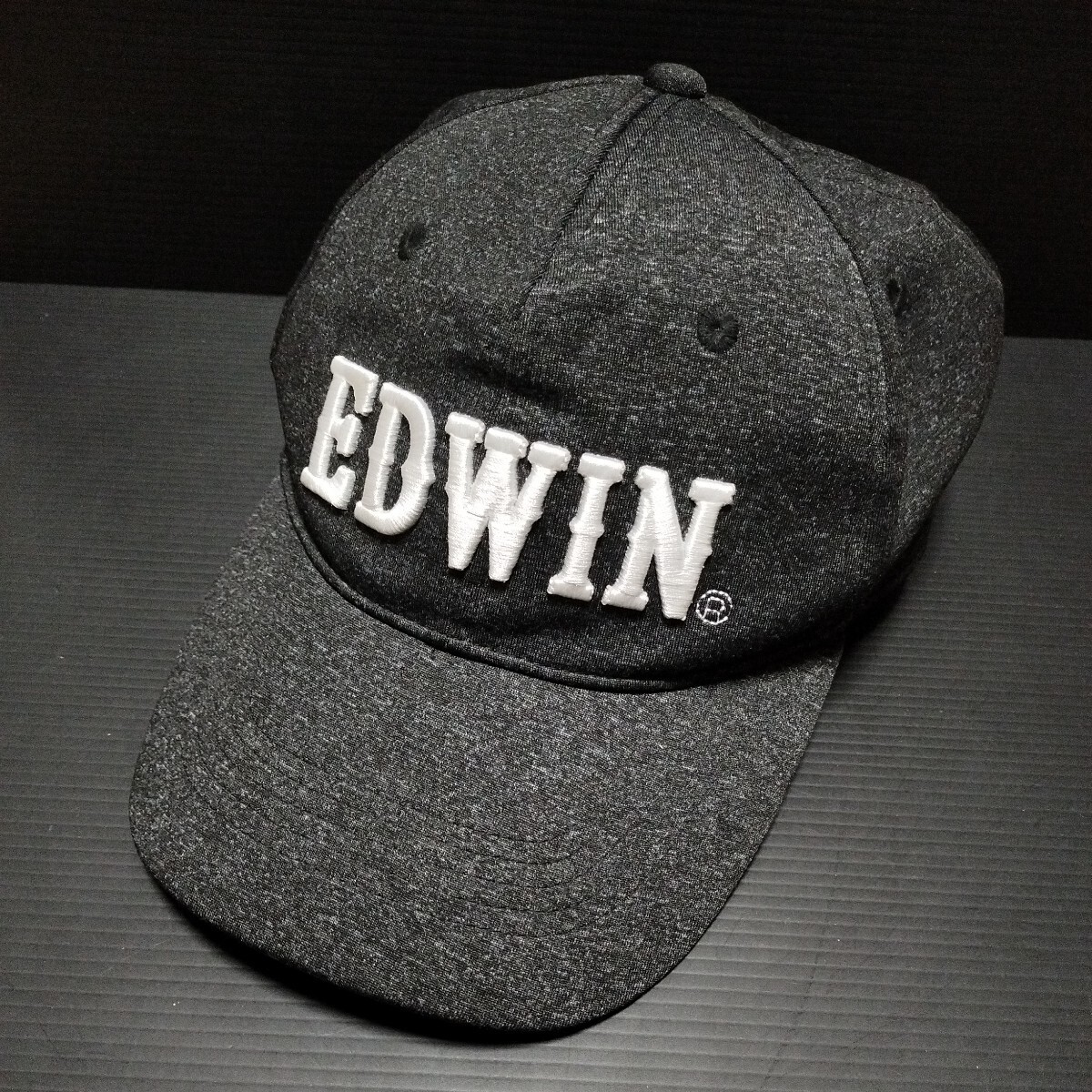 ● EDWIN「キャップ」刺繍　帽子　グレー　立体ロゴ　エドウィン