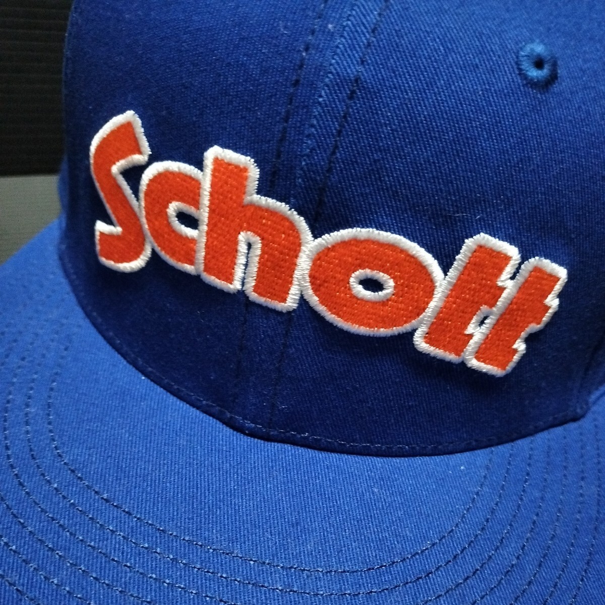 ● Schott「ブルー キャップ」刺繍　帽子　ショット　青