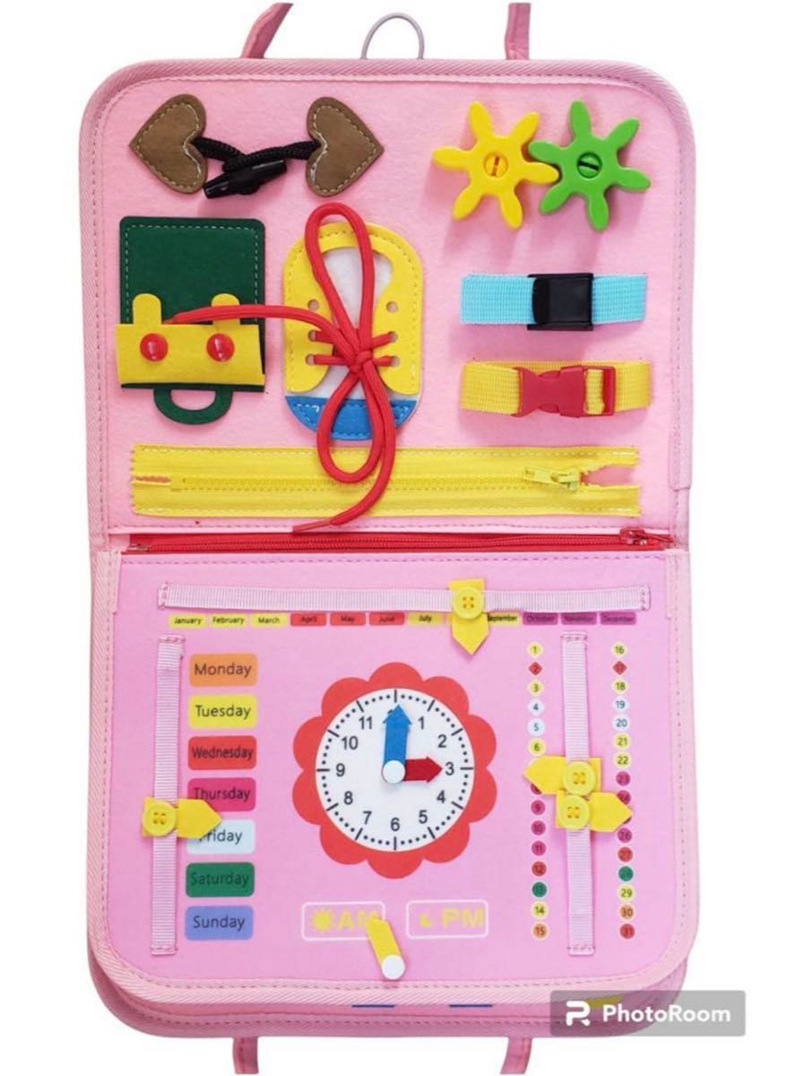 新品　ビジーボード　人魚　モンテッソーリ　知育玩具　ピンク　お出かけ　指先遊び 女の子 おもちゃ 玩具