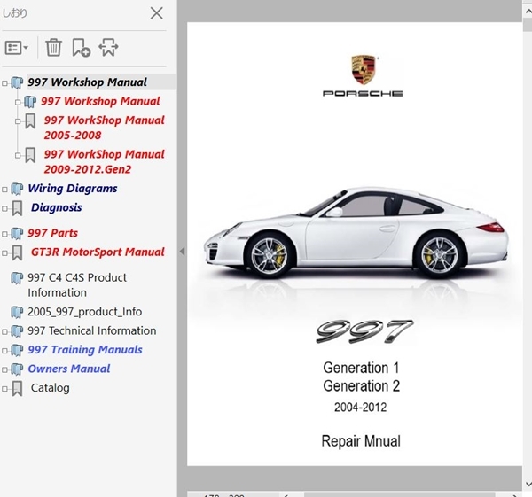 ポルシェ 911 997 前期後期 ALL ワークショップマニュアル 整備書 配線図 パーツリスト レース用パーツリスト＆マニュアル その他 修理書_画像1