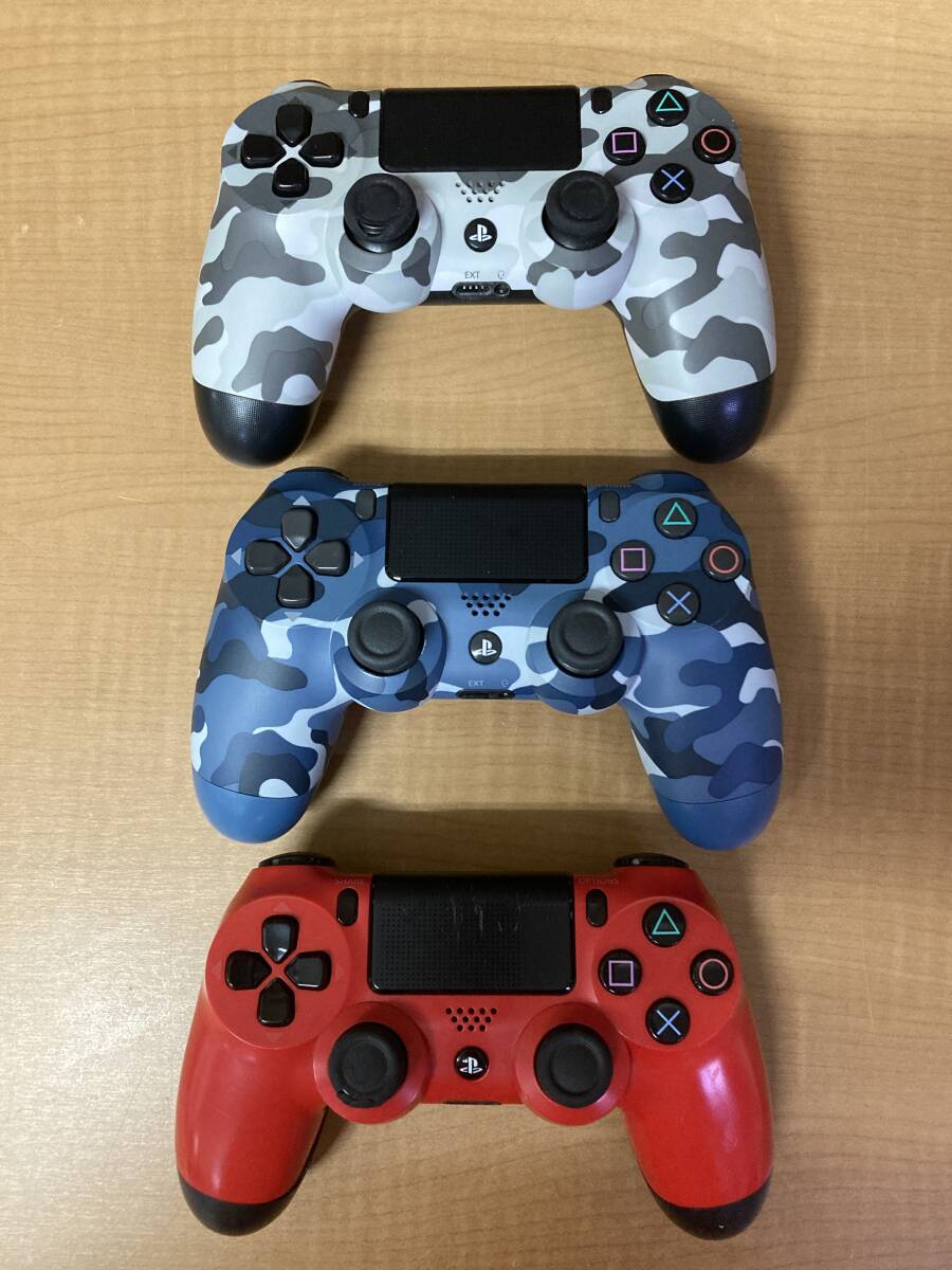 ◎送料無料 SONY PS4用 コントローラー 3個セット プレステ 動作未確認 ジャンク デュアルショック DUALSHOCK 4 CUH-ZCT1J ZCT2J 迷彩 赤