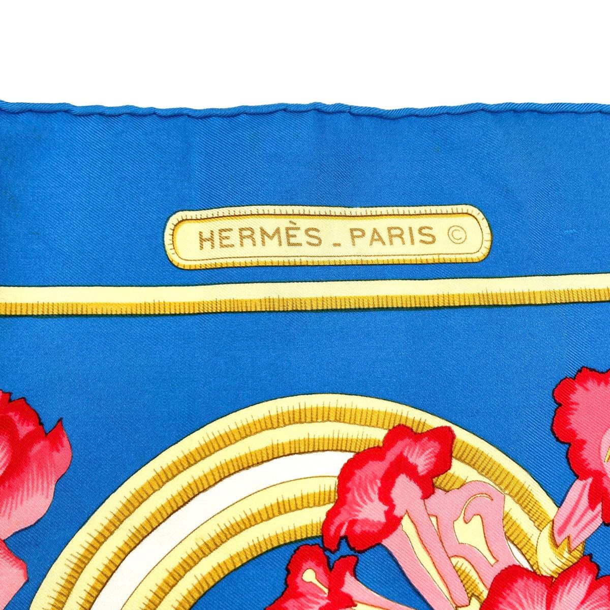 HERMES エルメス スカーフ レディース シルク カレ90 大判 Caraibes カリブ鳥 ブルー 特価 ストール ショール