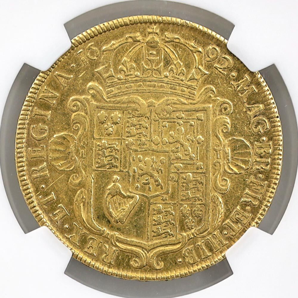 1692 英国 ウィリアム＆メアリー エレファントとキャッスル 5ギニー 金貨 NGC AU 58 極美品 イギリス 金貨_画像4