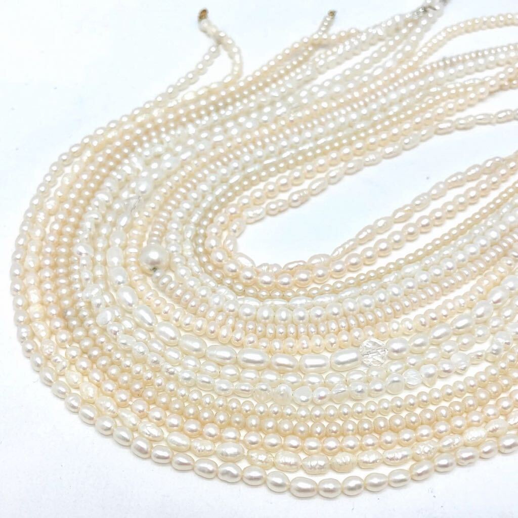 「淡水パールアクセサリーパーツおまとめ」m重量約117g 淡水真珠 ケシ バロック ベビー pearl Pearl necklace accessory ルース CE0の画像1