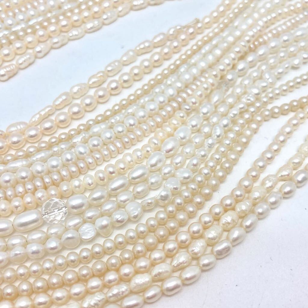 「淡水パールアクセサリーパーツおまとめ」m重量約117g 淡水真珠 ケシ バロック ベビー pearl Pearl necklace accessory ルース CE0の画像2