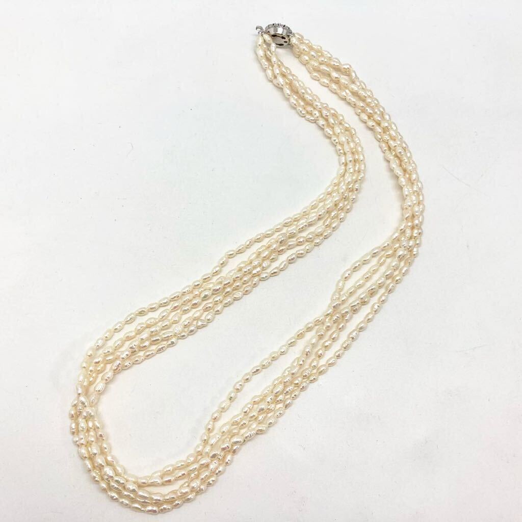 [ пресная вода жемчуг колье . суммировать ]m примерно 56.4g примерно 4mm жемчуг pearl necklace accessory jewelry silver CF0/DA0