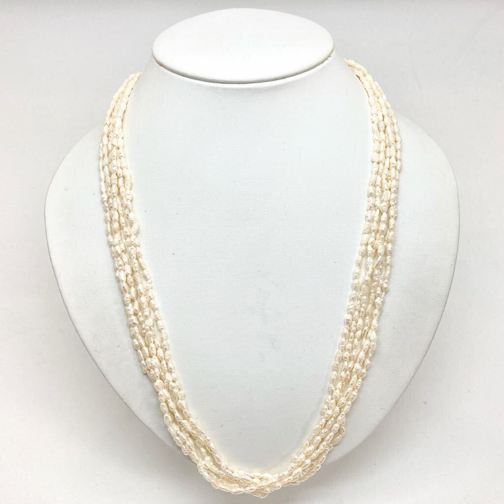 「淡水パールネックレスおまとめ」m約41.3g 約3mmパール pearl necklace accessory jewelry silver CF0/DA0の画像1