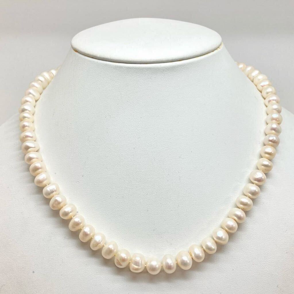 「淡水パールネックレスおまとめ」m約44.2g 約8-9mmパール pearl necklace accessory jewelry silver CE0/DA0の画像1