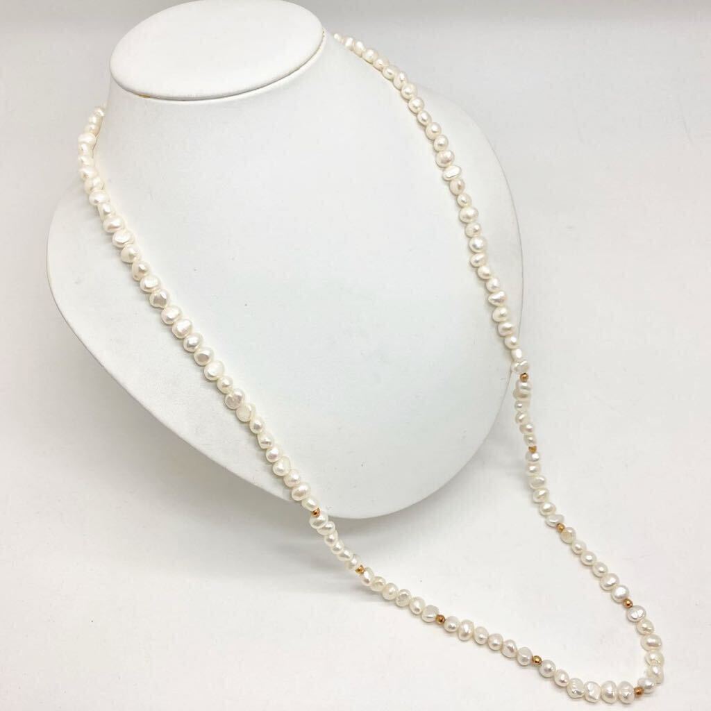 「淡水パールネックレス」m約58g 約8.5mmパール pearl necklace accessory jewelry silver DA0/DA0の画像1