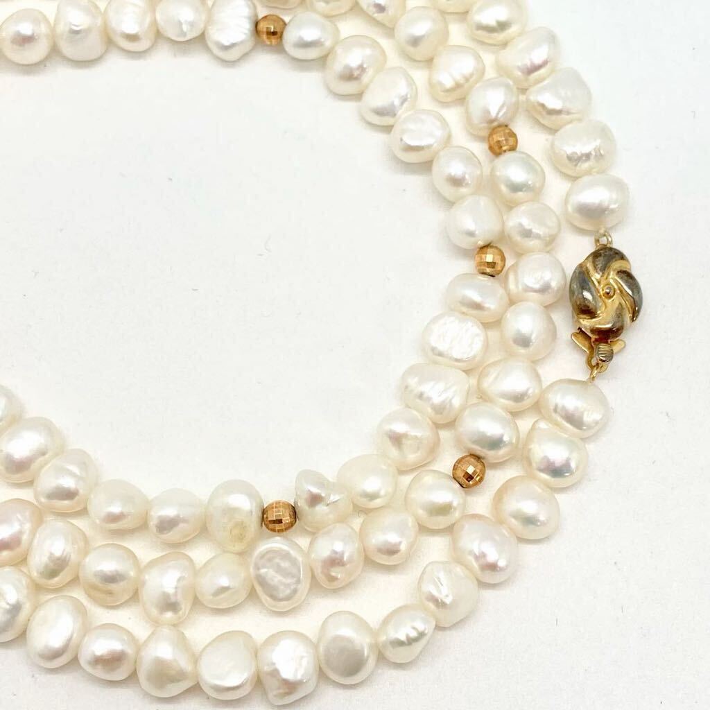 「淡水パールネックレス」m約58g 約8.5mmパール pearl necklace accessory jewelry silver DA0/DA0の画像2