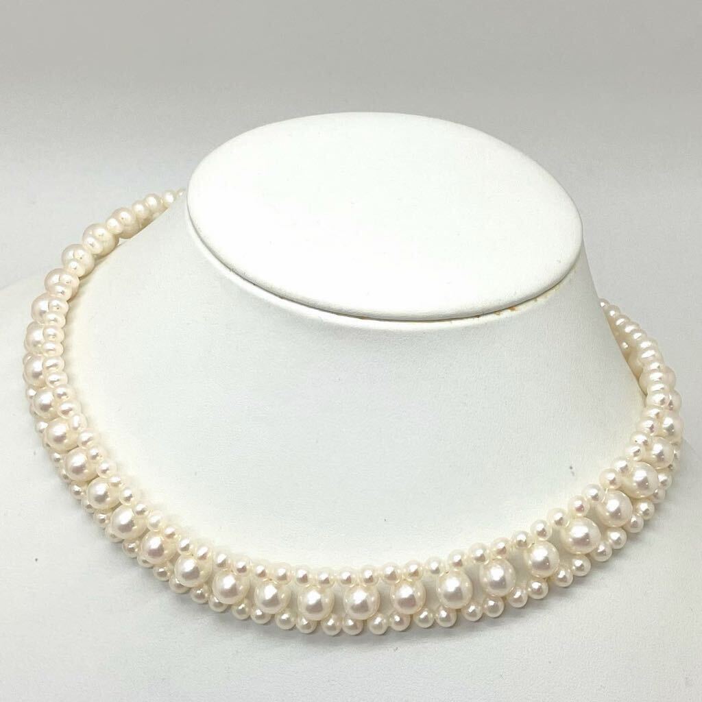 ［淡水パールネックレス］m 約47.7g 約42.5cm pearl jewelry necklace ジュエリー accessory アクセサリー 925 DA0/DA0の画像2