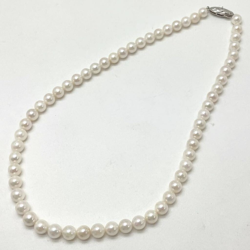 ［アコヤ本真珠ネックレス］m 重量約24.4g 約6.0~7.0mm 約41.0cm pearl necklace silver DA0/DB5の画像3