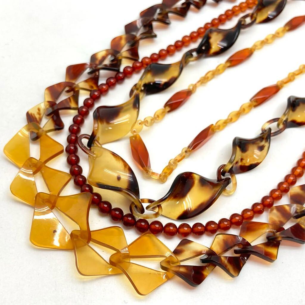 「琥珀チェーンネックレス10点おまとめ」m約108.5g コハク こはく アンバー べっ甲 べっこう amber necklace accessory jewelry DA0 大ぶり_画像5