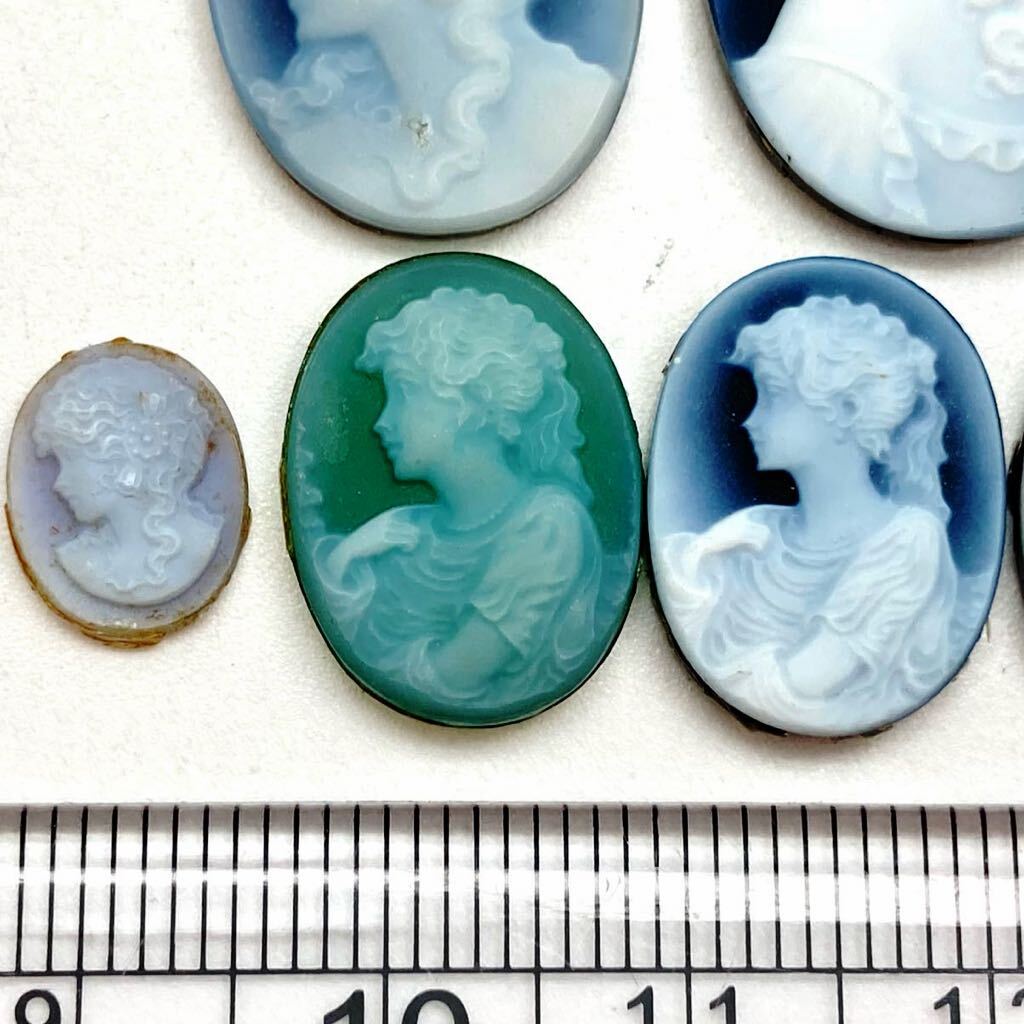 「ストーンカメオおまとめ」m 約100ct 裸石 ジュエリー jewelry shell cameo 貴婦人 ブローチ 彫刻 アンティーク _画像3