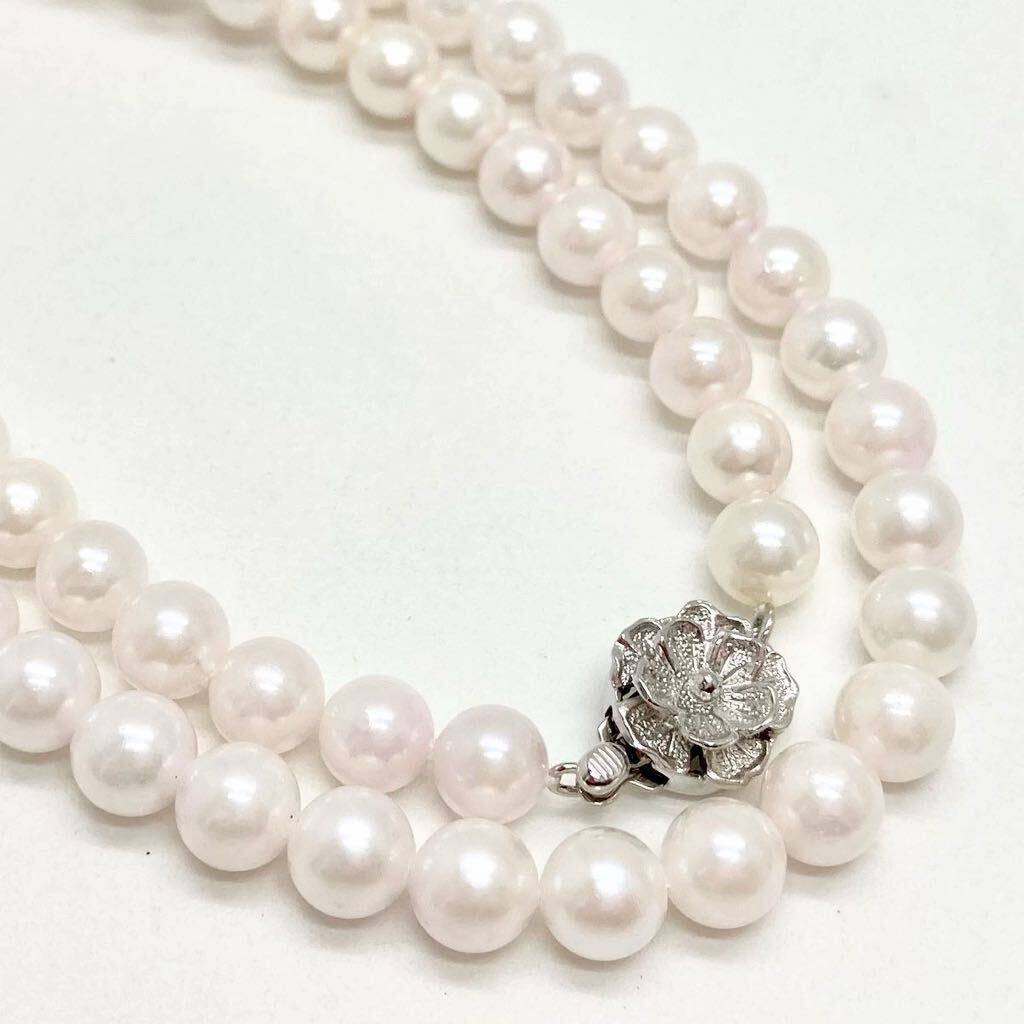 「アコヤ本真珠ネックレス」m 重量約 32.9g 約 7mm 約48cm pearl necklace silver CE0/DA0_画像5