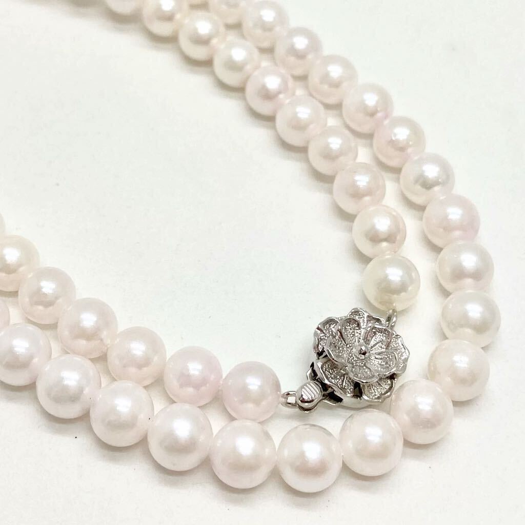 「アコヤ本真珠ネックレス」m 重量約 32.9g 約 7mm 約48cm pearl necklace silver CE0/DA0_画像1