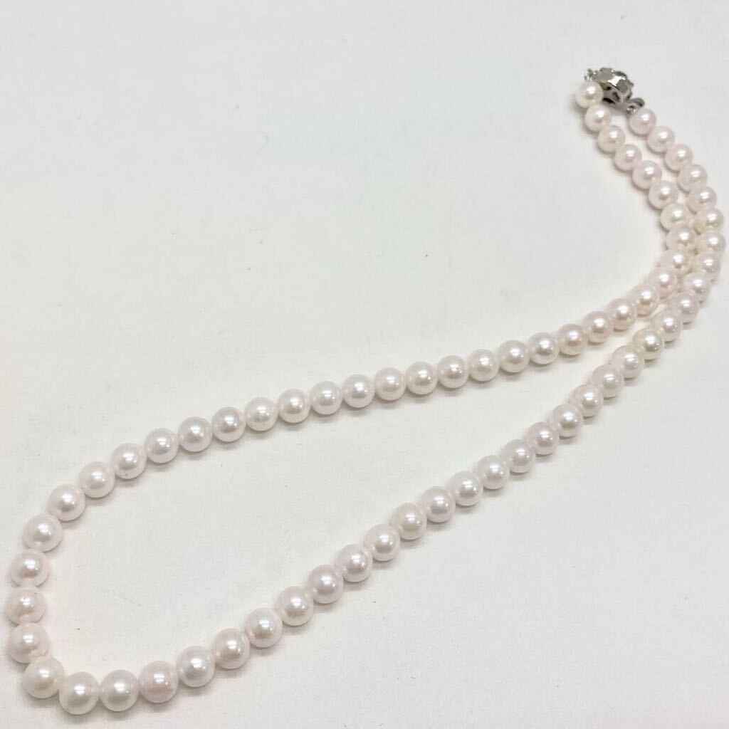 「アコヤ本真珠ネックレス」m 重量約 32.9g 約 7mm 約48cm pearl necklace silver CE0/DA0_画像3
