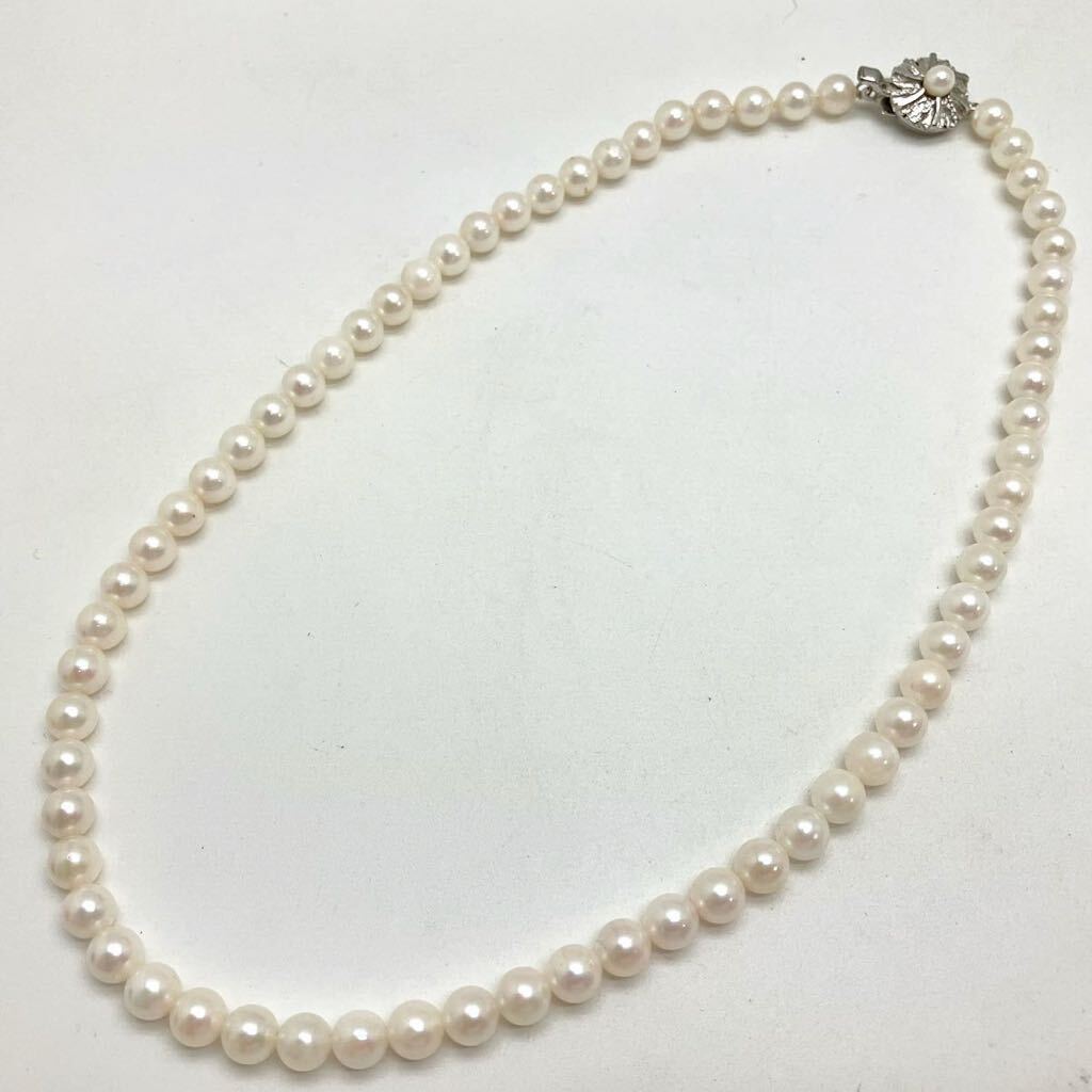 ［アコヤ本真珠ネックレス］m 重量約31.2g 約6.5~7.0mm 約46.0cm pearl necklace silver DA0/DC0_画像3