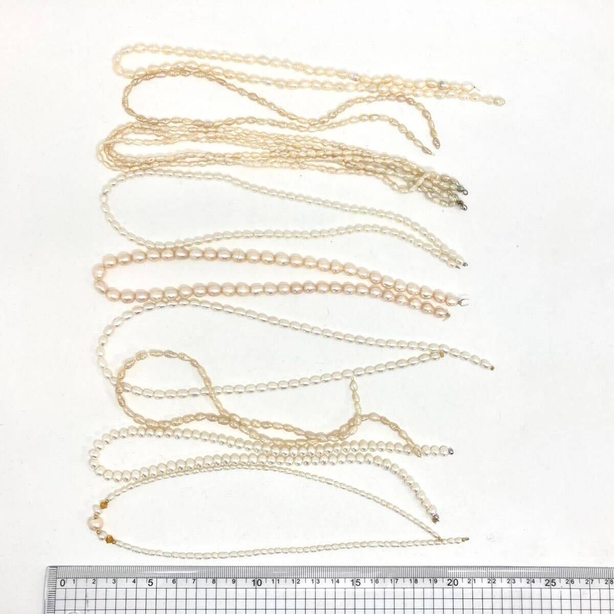「淡水パールアクセサリーパーツおまとめ」m重量約178g 淡水真珠 ケシ バロック ベビー pearl Pearl necklace accessory ルース CE0の画像8