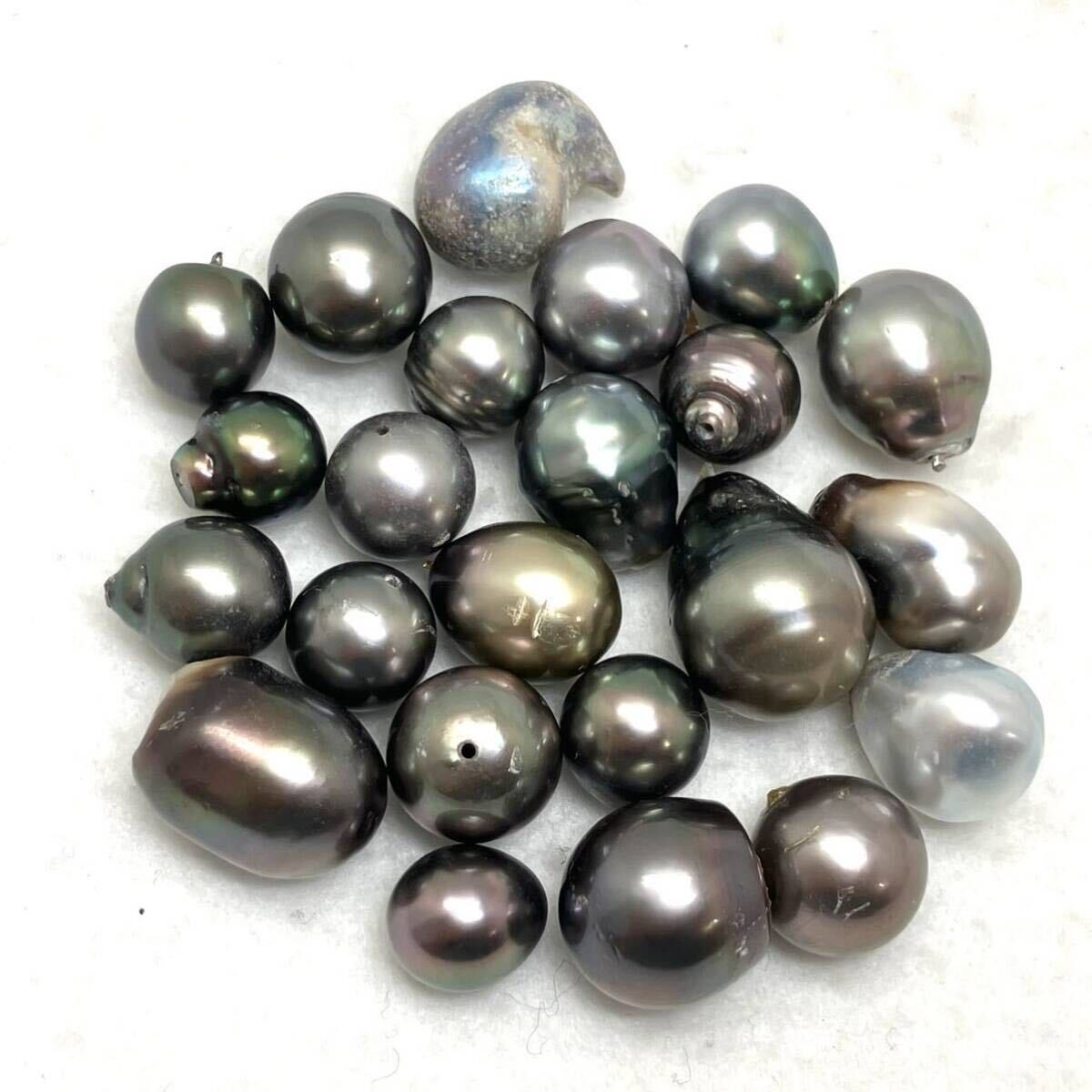 ［南洋黒蝶真珠23点おまとめ］m 重量約50g/250ct 約10.0-13.0mm珠 pearl パール ルース 裸石 宝石 ジュエリー jewelry の画像7