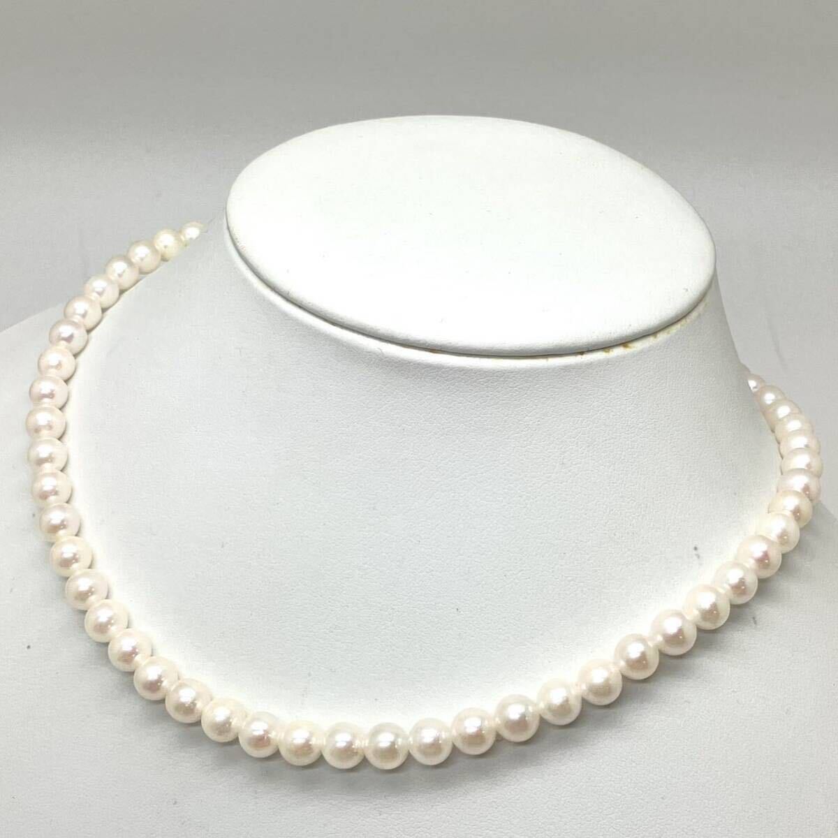 ［アコヤ本真珠ネックレス］m 重量約30.7g 約6.5~7.0mm 約42.0cm pearl necklace silver CF2/CF2の画像5