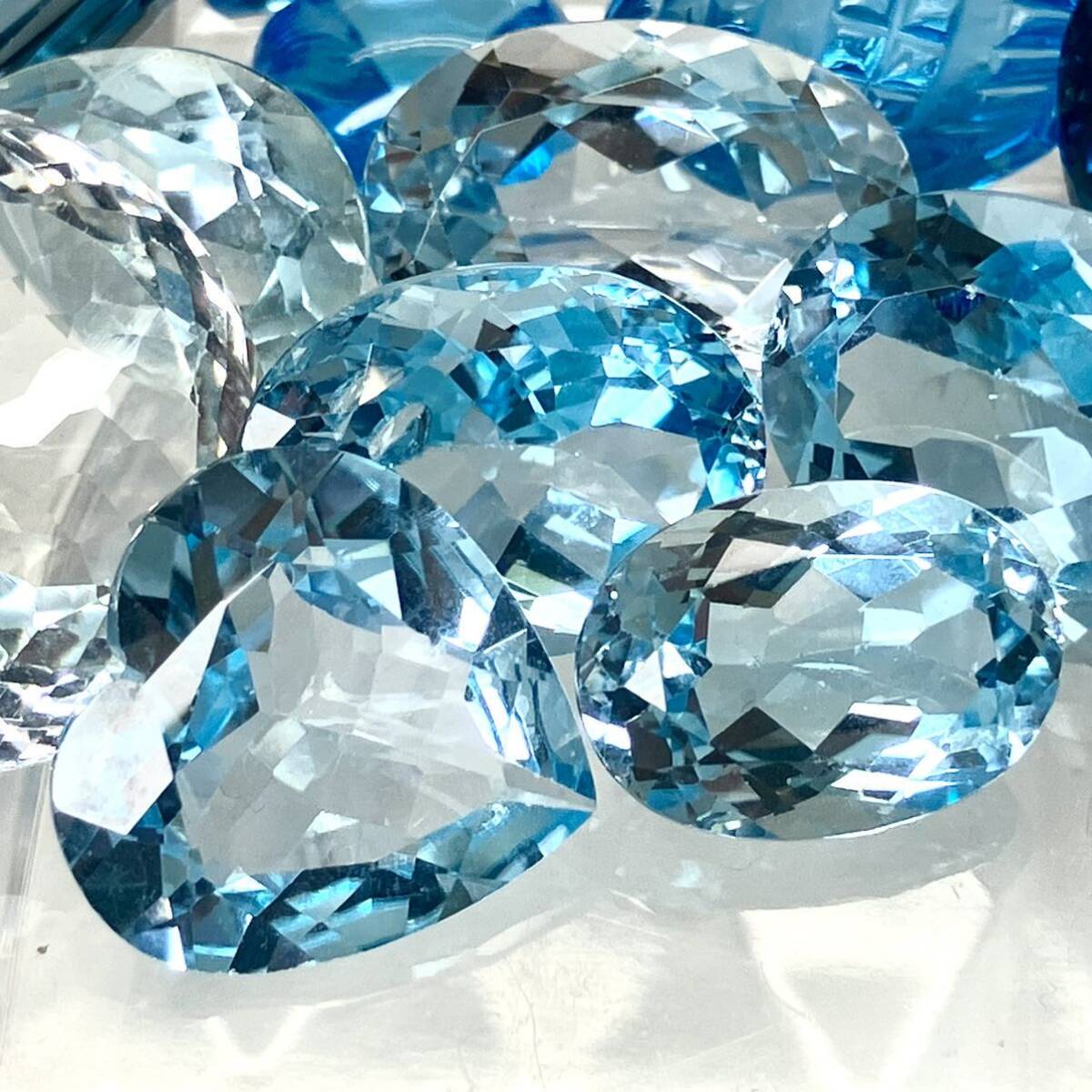 「天然ブルートパーズ15点おまとめ200ct」m 約40g ルース 裸石 ジュエリー ブルートパーズ jewelry blue topaz ハートHeart _画像1