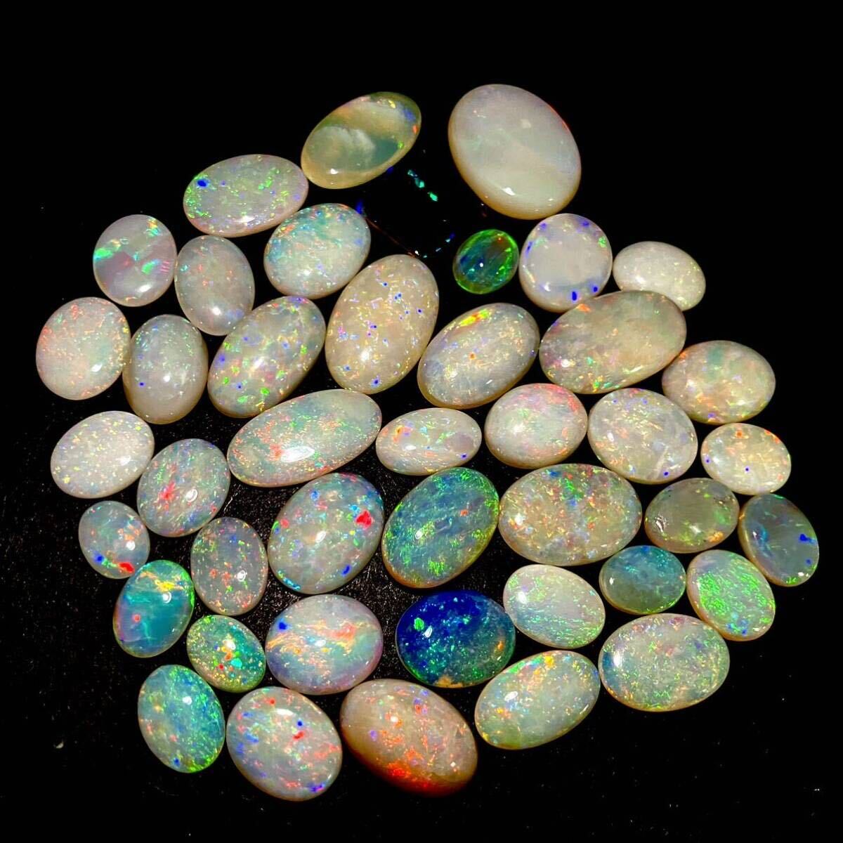 遊色効果抜群!!［オパールおまとめ100ct］m 重量約20g ルース 裸石 宝石 ジュエリー jewelry opal 遊色 虹 DG5 _画像2