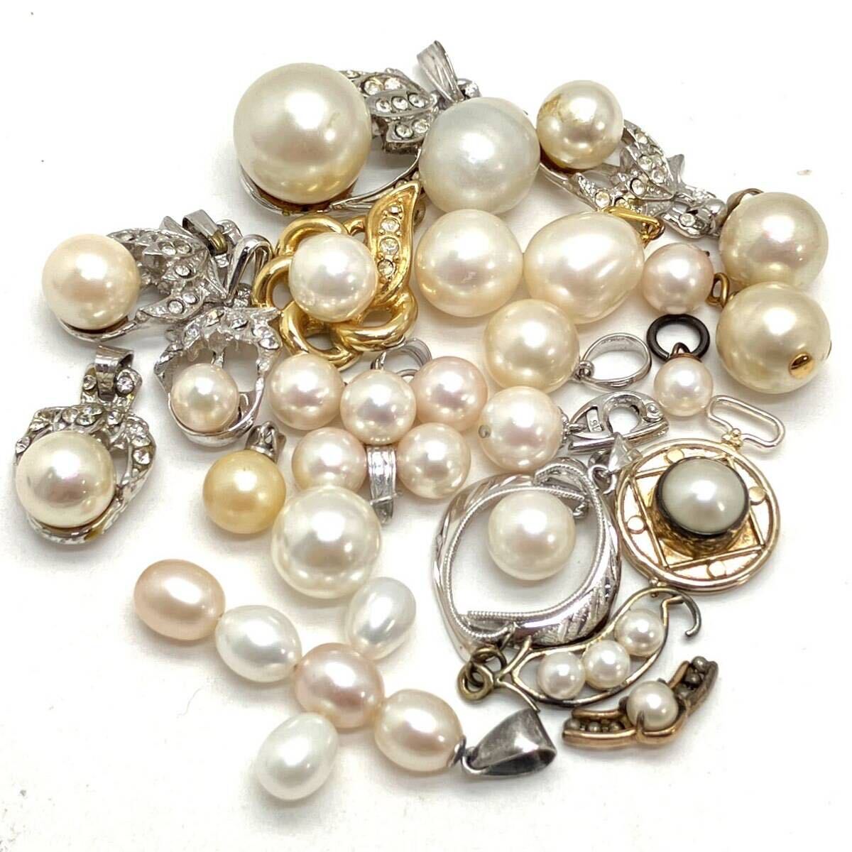 「パールペンダントトップおまとめ」m 約48.5g pearl あこや 淡水 貝パール 4℃ ベビーパール k18 accessory pendant necklace jewelry CE0_画像2