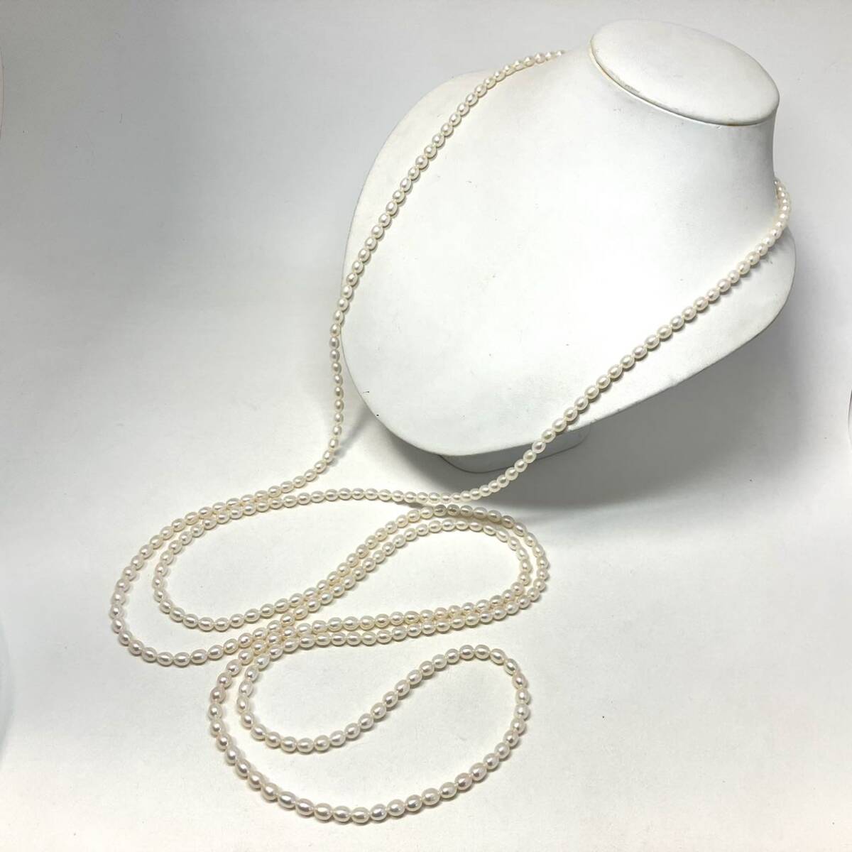 「淡水パールロングネックレス」m 約84.5g 約201cm パール pearl ロング long necklace accessory jewelry silver DA0/DA0_画像1