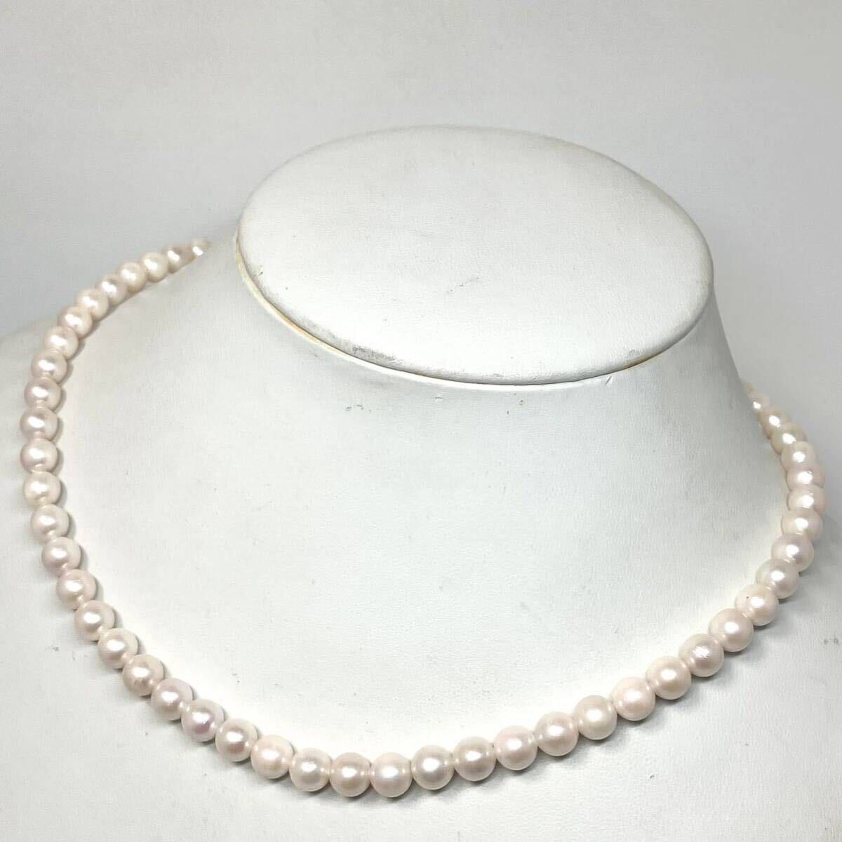 ［アコヤ本真珠ネックレス］m 重量約28.5g 約6.5~7.0mm 約43.5cm pearl necklace silver DB0/DC0_画像5