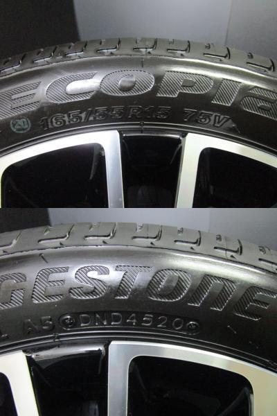 ダイハツ タントカスタム 純正 4.5J-15 +45 100 4H ブラポリ ブリヂストン EP150 165/55R15 ムーヴ 極上物 新車外し 須賀川店頭取付OKの画像10